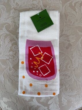 Kate Spade New York Kitchen Towel Set of 2 Pink Drink Cocktail NWT